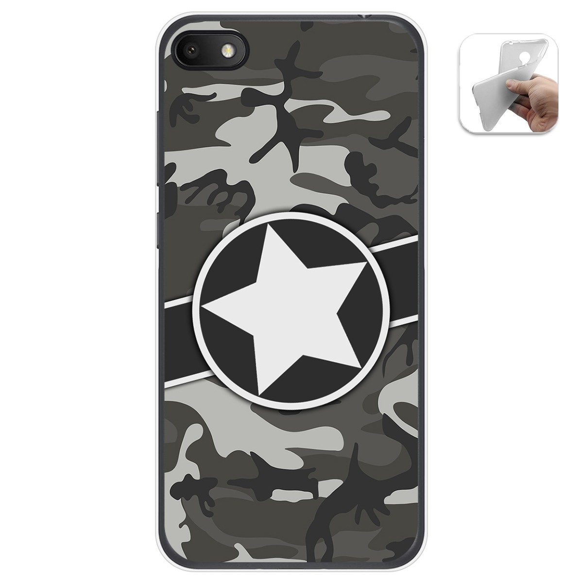 Tumundosmartphone Funda Gel Tpu para Alcatel 1V 2019 diseño Camuflaje 02 Dibujos
