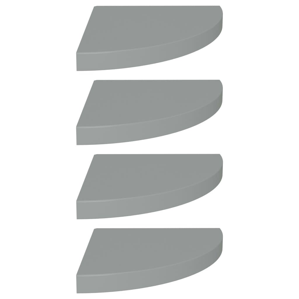 vidaXL Estante flotante esquina 4 uds MDF gris 35x35x3,8 cm