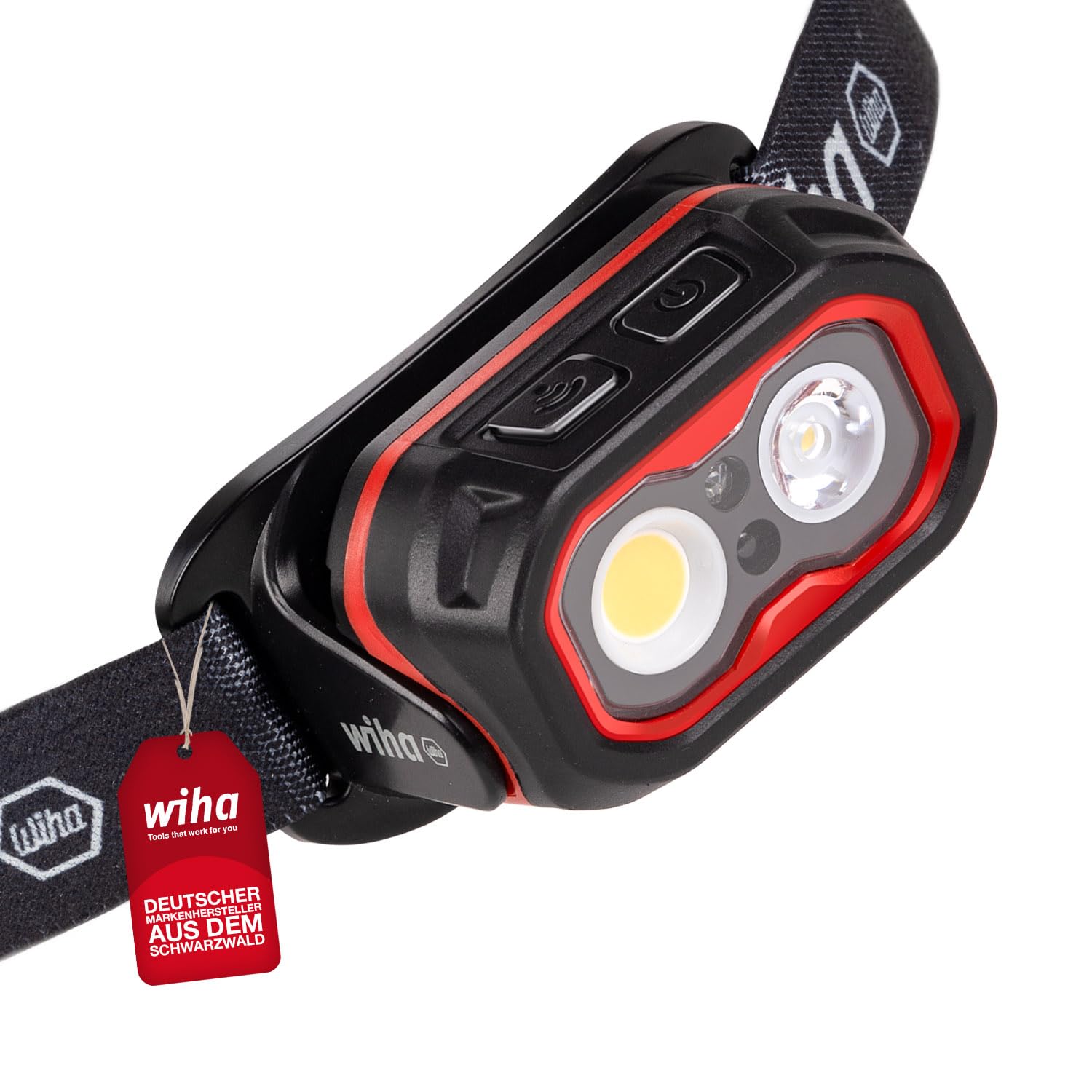 Wiha Linterna frontal de 500 lm con sensor de movimiento I LED recargable I USB-C I linterna frontal súper brillante I 2 modos de luz I 10 horas de tiempo de iluminación (45700)