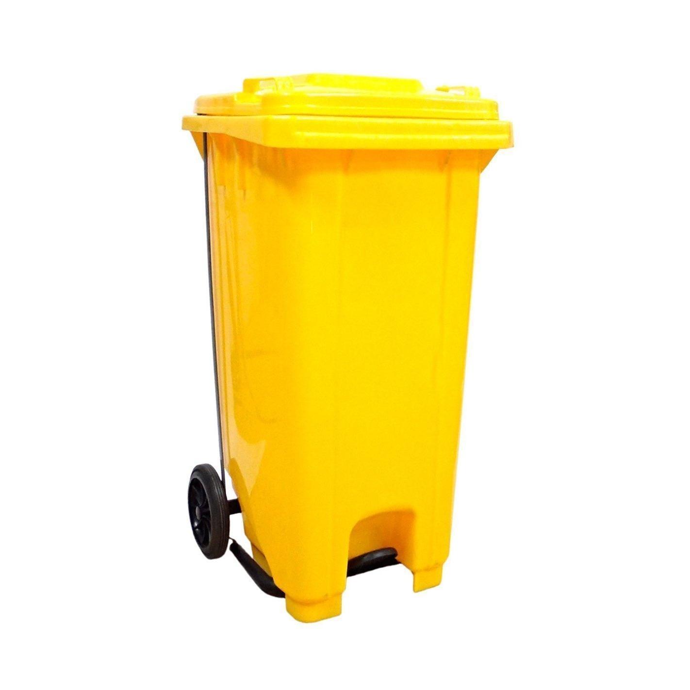Contenedor de basura 120L - Con pedal - Amarillo
