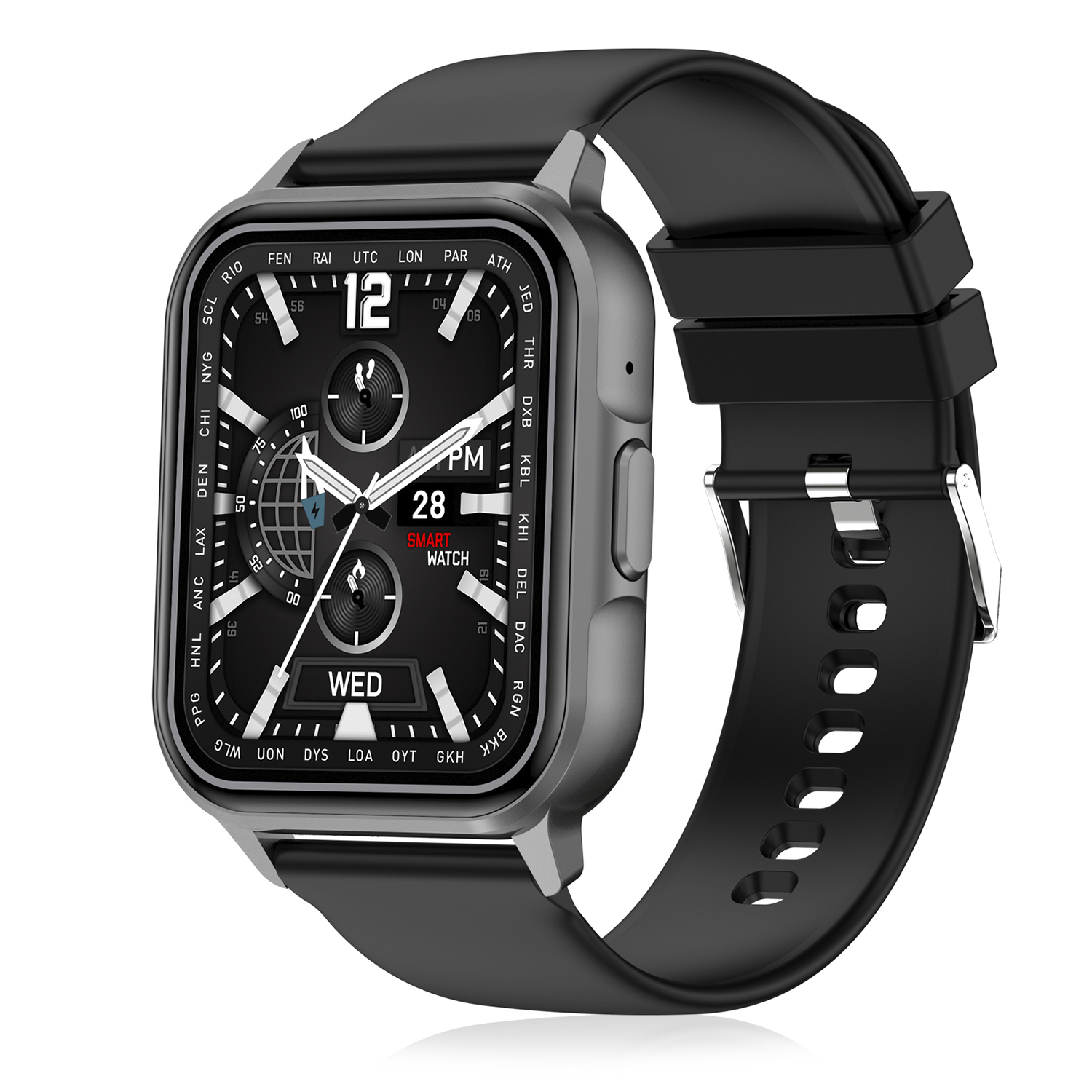 DAM. Smartwatch ZW36 con notificaciones de Apps, varios modos deportivos. Monitor de tensión y oxígeno, termómetro. 3,6x1x5 cm.
