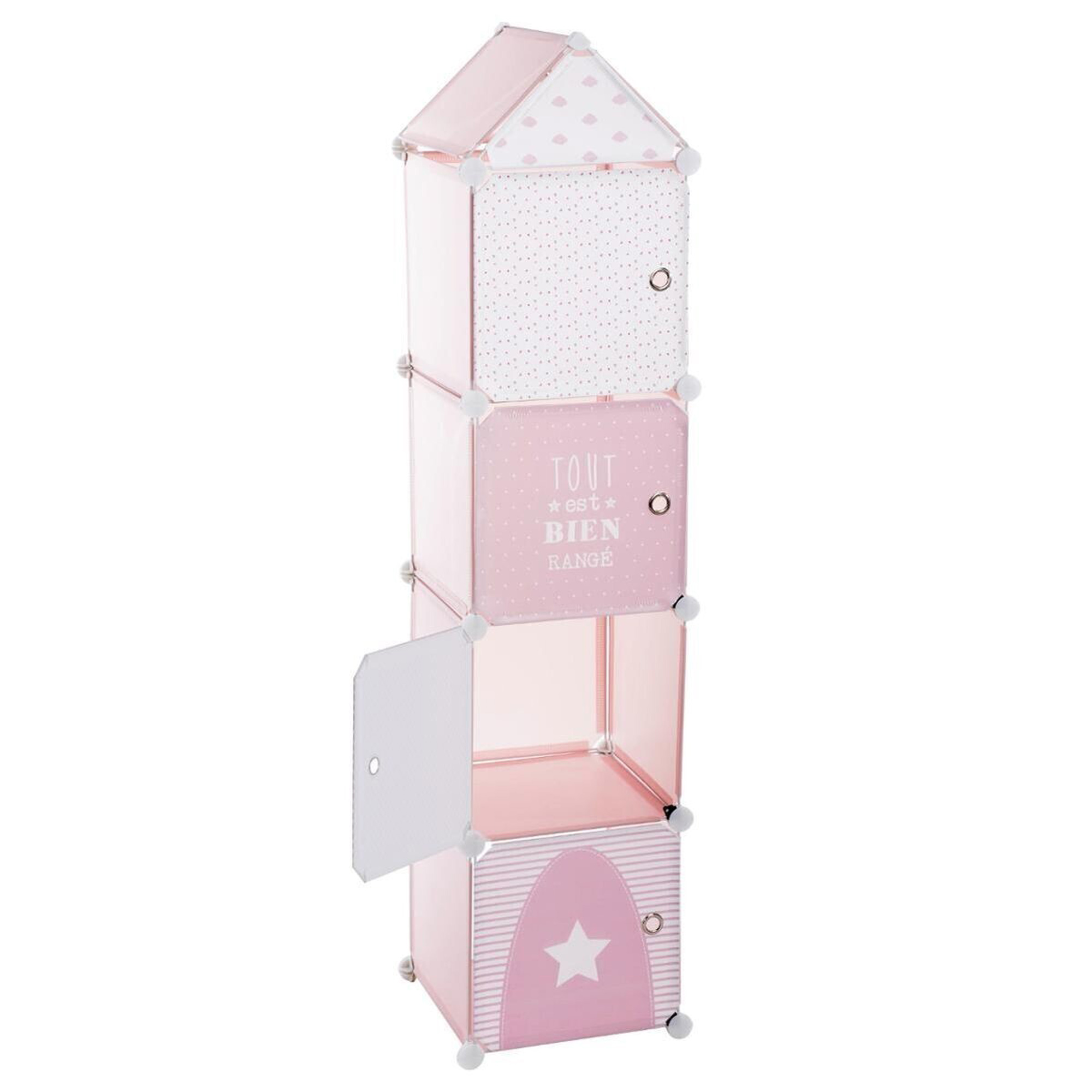 COLUMNA ESTANTERÍA DE ALMACENAMIENTO EN COLOR ROSA|L. 34 x D. 31,5 x H. 139 cm