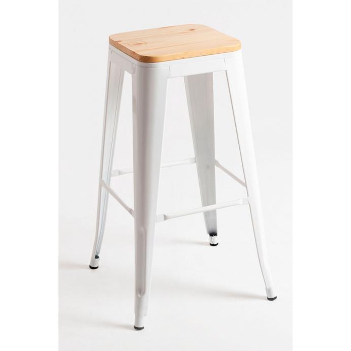 Regalos Miguel - Packs Taburetes Altos - Pack 2 Taburetes Torix Altos Madera Natural - Blanco