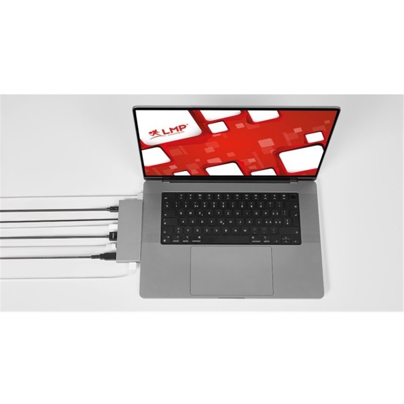 LMP Base compacta USB-C 2 4K Base USB-C de 6 puertos, para MBA/Pro M1/M2 Gris espacial