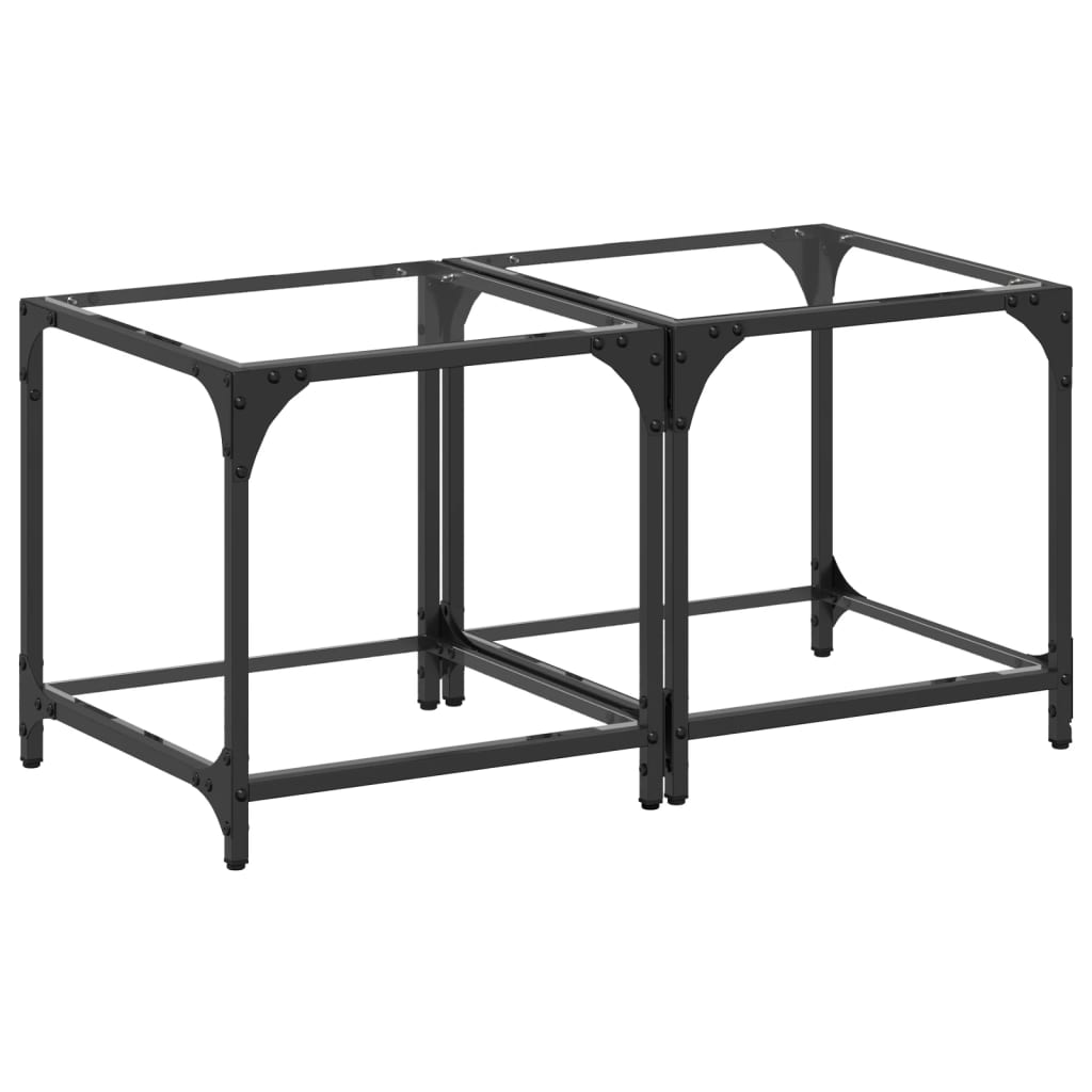 Vidaxl Mesas de Centro Vidrio y Acero, 2 Uds, 40x40x40 Cm - Transparente y Negro