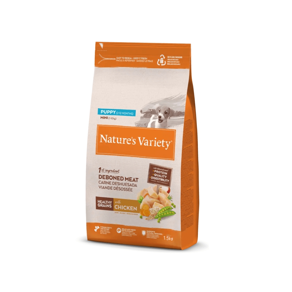 Nature’s Variety – Pienso para perros cachorros minis Healthy Grains Nature’s Variety pollo y guisantes.
