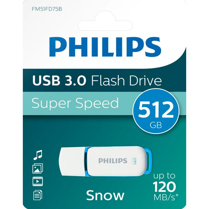 Philips - Pendrive Snow Edition Super Speed USB 3.0 de 512 GB para PC, portátil y ordenador con velocidad de lectura hasta 120 MB/s