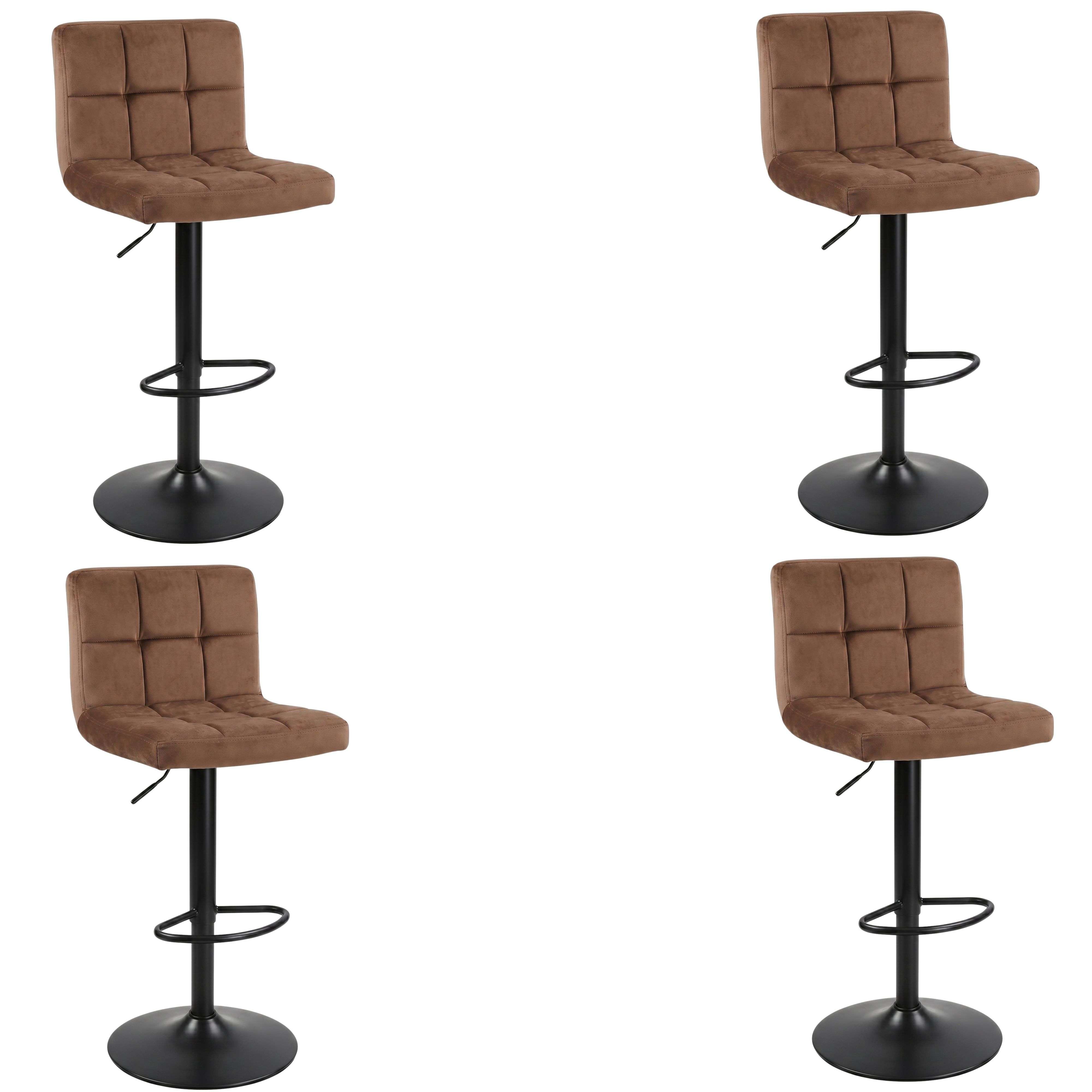 Miroytengo Pack 4 Taburetes Bar Cocina, Regulable y 360º, Silla Terciopelo Velvet Zenit, Respaldo y Reposapiés