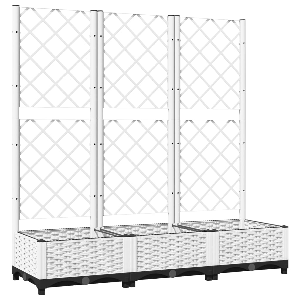 vidaXL Jardinera de jardín con enrejado blanco 120x40x121,5 cm PP