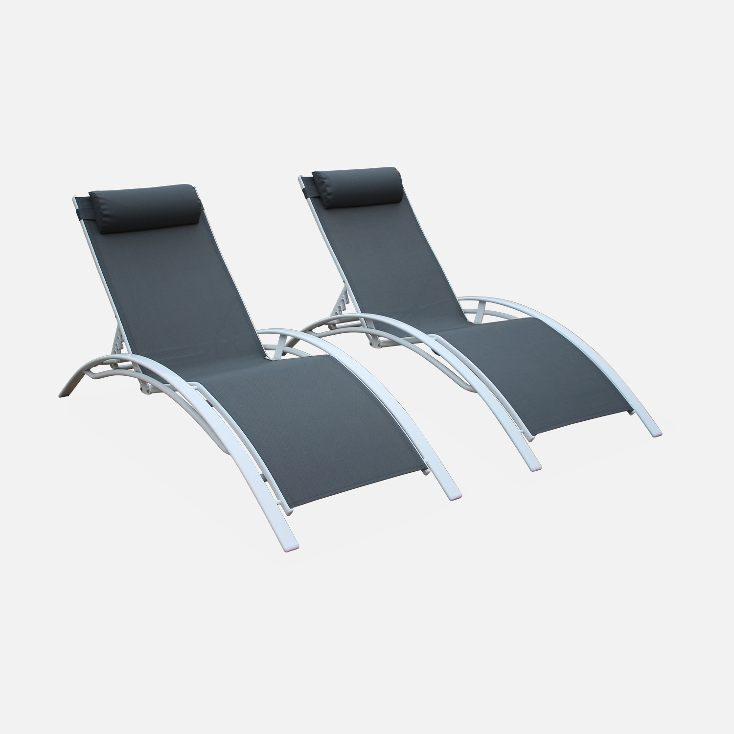 sweeek - Tumbona de aluminio textileno, set de 2 , Louisa x2 , 167x64x82