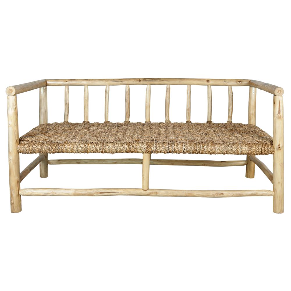 Banco De Madera Y Fibra Natural Valentino - Misterwils Furniture For Free Souls 160x75x75