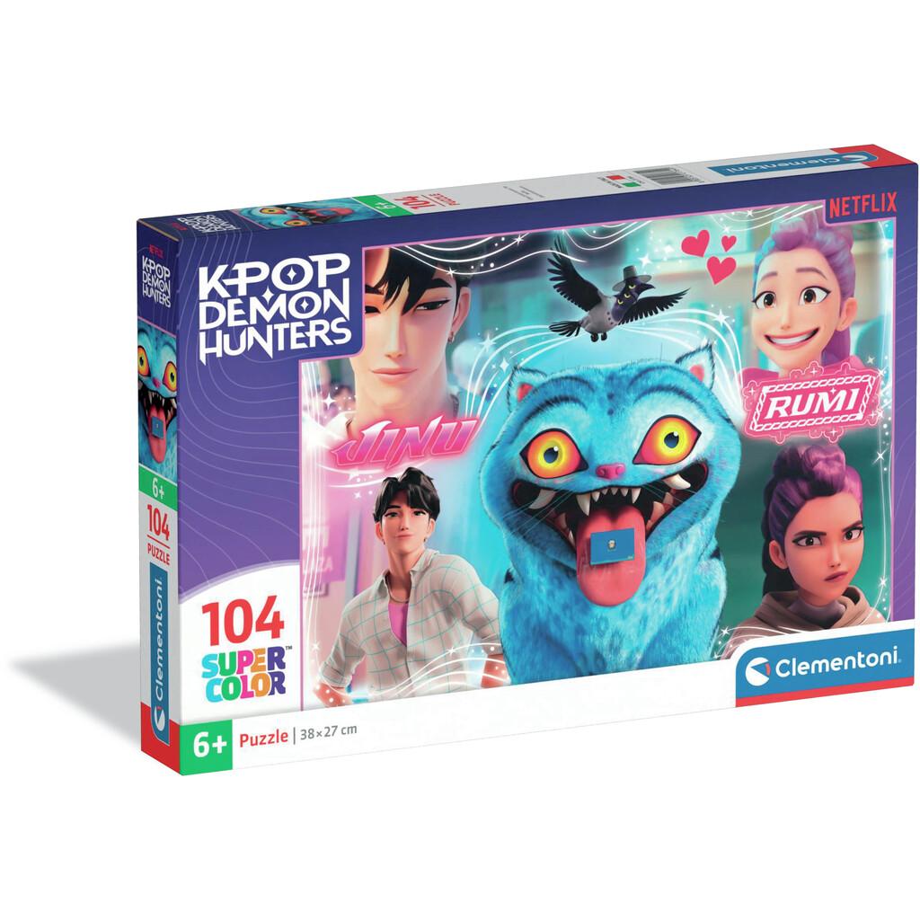 Puzzle SuperColor 104 K-Pop Demon Hunters Rumi, Jinu y Derpy Juguetes Clementoni