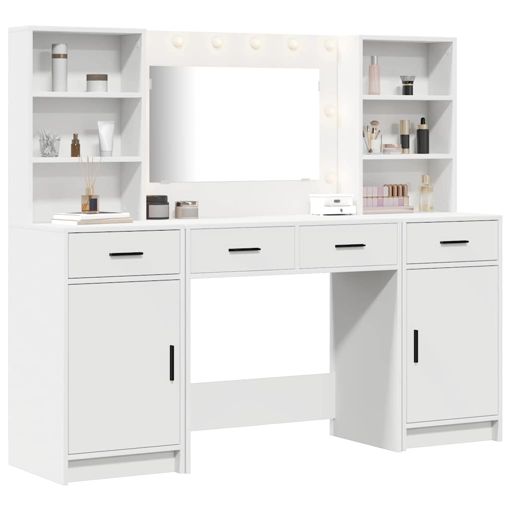 vidaXL Conjunto de mesa de vestidor con LED 3 pcs Madera de ingeniería