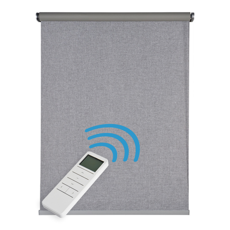 STORESDECO Estor Enrollable Motorizado Enrollable Opaco Estor Blackout Automático con Batería y Mando Premium, Estores Opacos Motorizados para Ventanas y Puertas Tejido 100% Poliéster