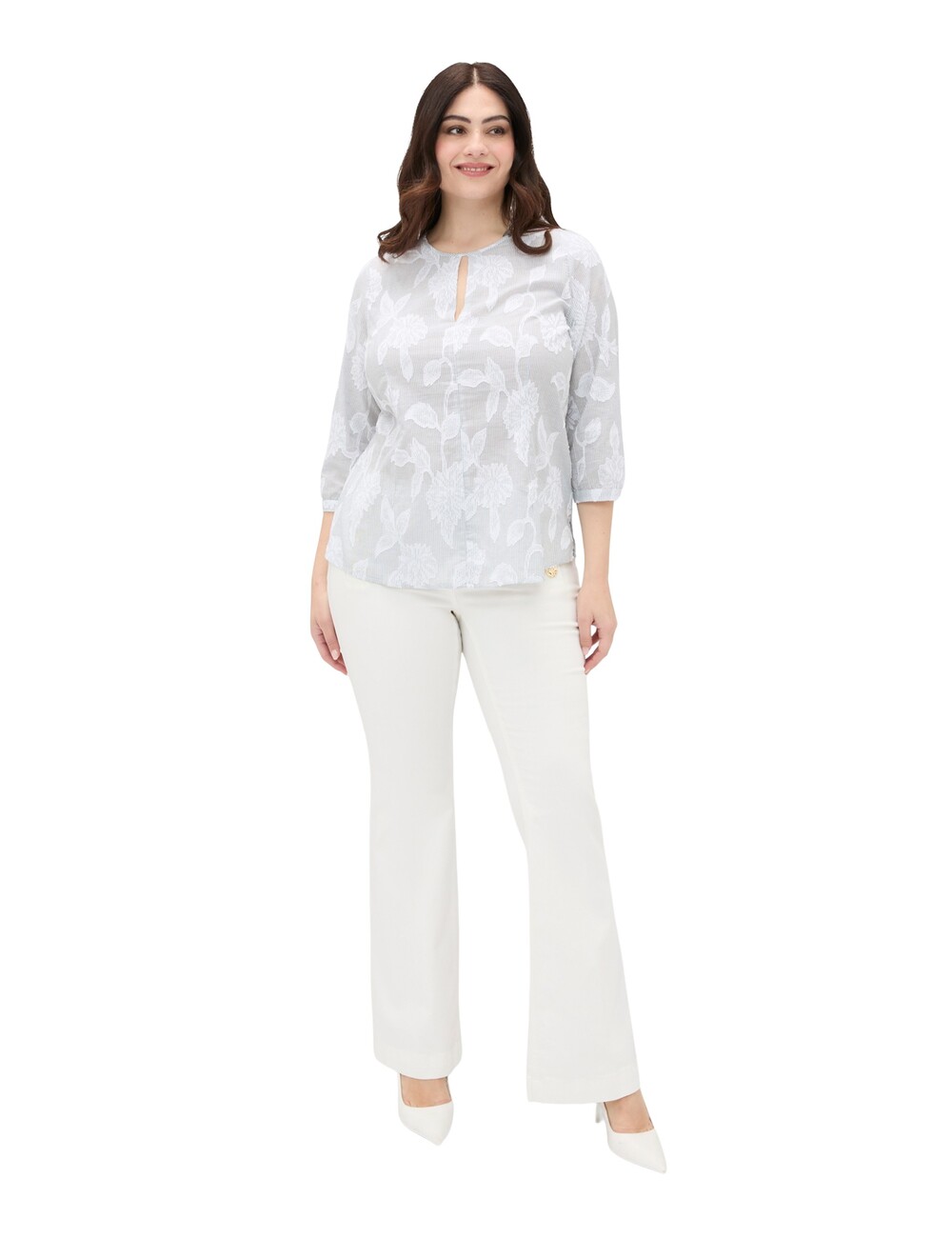 Fiorella Rubino - Blusa de algodón jacquard con bordado floral