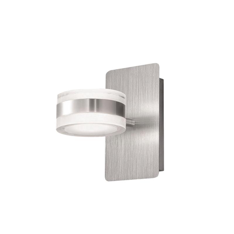 Dunk - Lámpara de pared redonda Fabas Luce de 2 luces - Aplique LED regulable de 16 W - Aluminio cepillado
