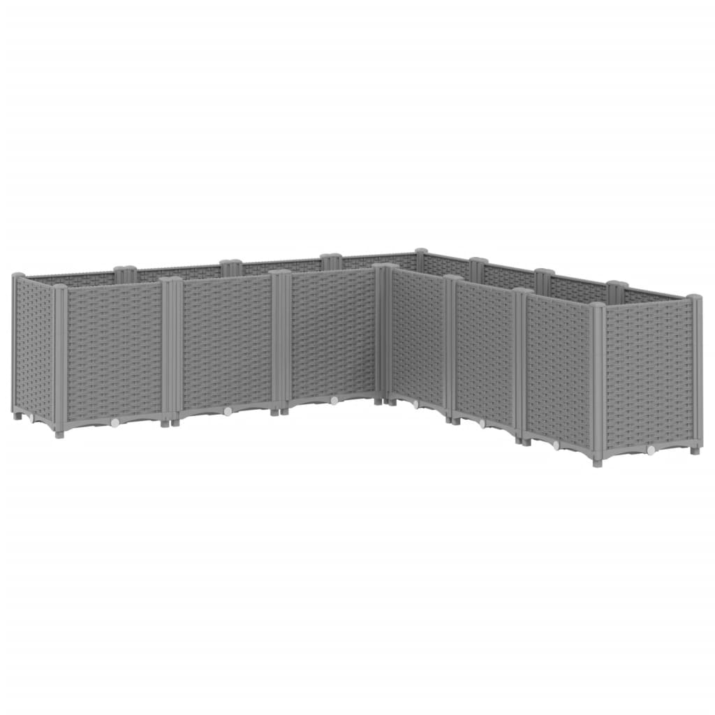 vidaXL Jardinera PP 160x160x53 cm Color Gris,  Gris claro,  Blanco y mas