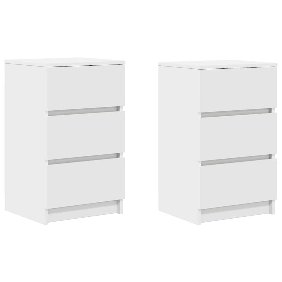 Pack de 2 mesitas de noche Oeste 3 cajones blanco 65x39x35 cm
