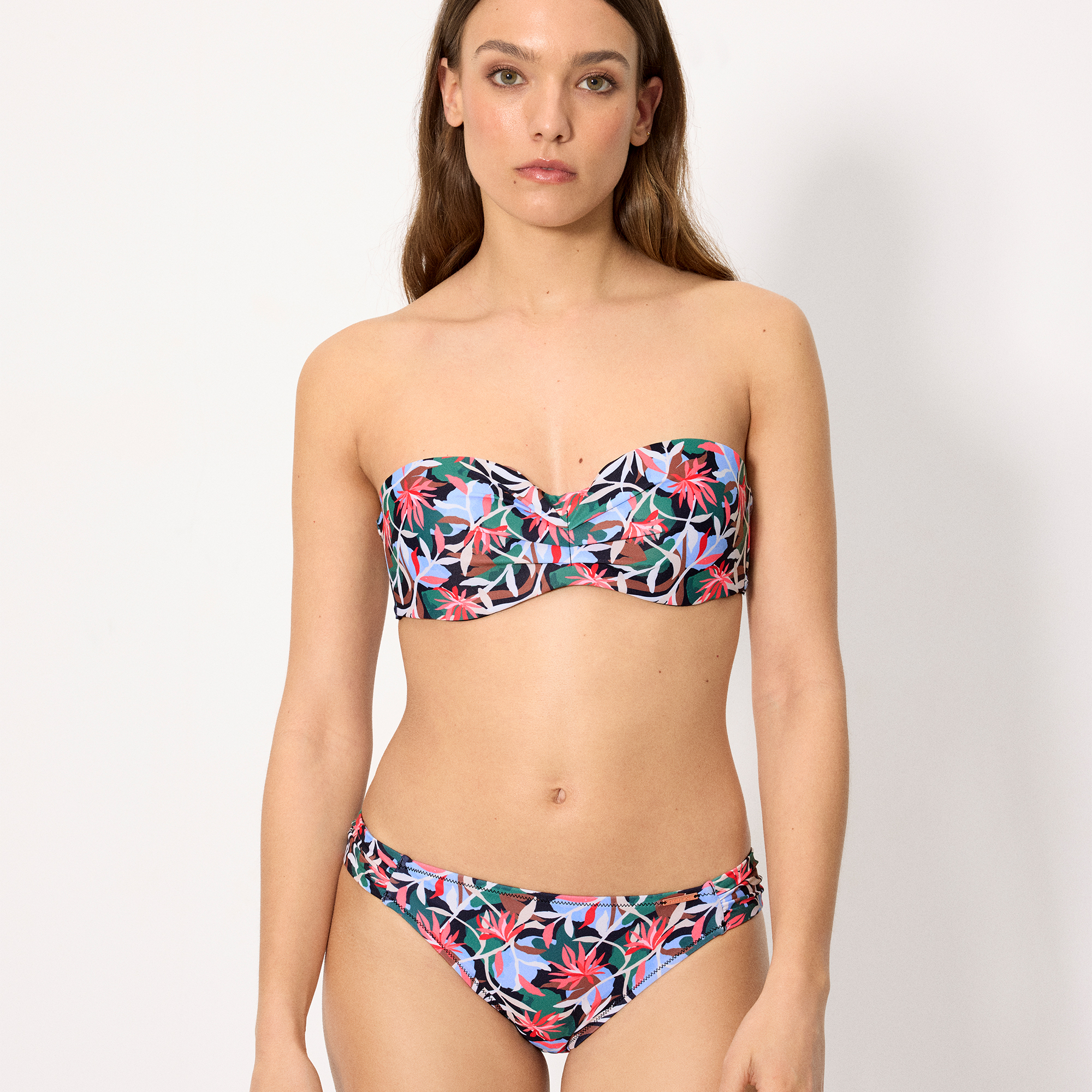 Ysabel Mora - Conjunto de bikini bandeau estampado tropical copa B