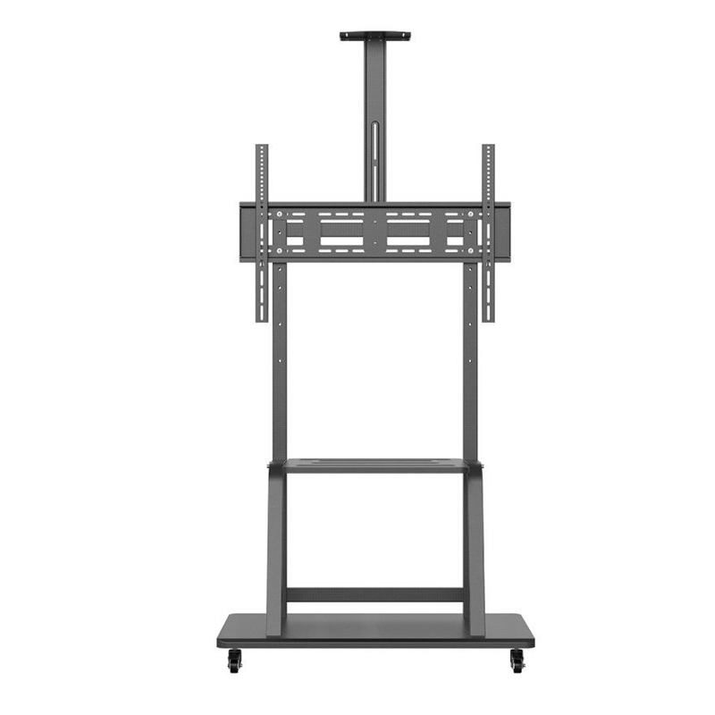 Aisens Soporte de Suelo ECO con Rueda, Bandeja para DVD y Soporte de Cámara para Monitor/TV 150Kg de 37”-100”, Negro