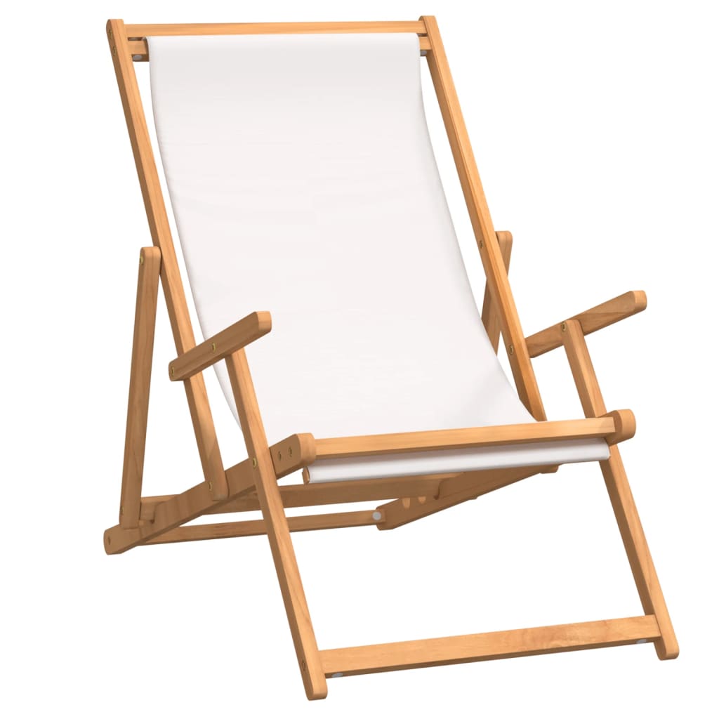 vidaXL Silla de playa plegable de madera maciza de teca