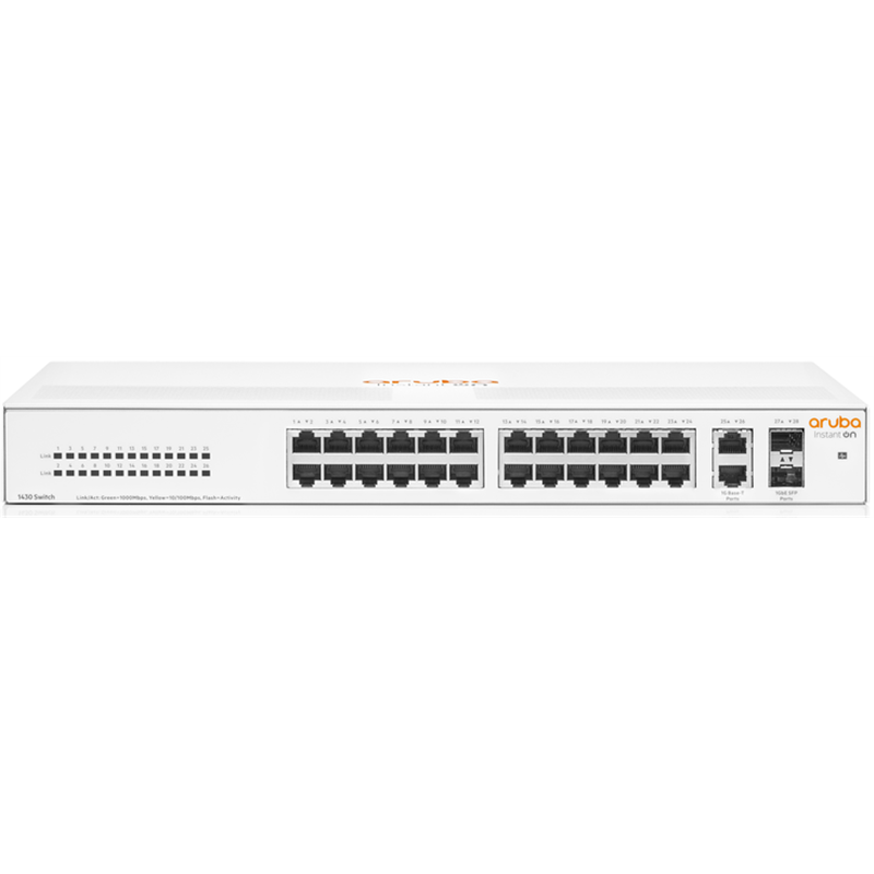 HPE Aruba Conmutador Instant On 1430 26G 2SFP Gigabit no gestionado sin ventilador Blanca