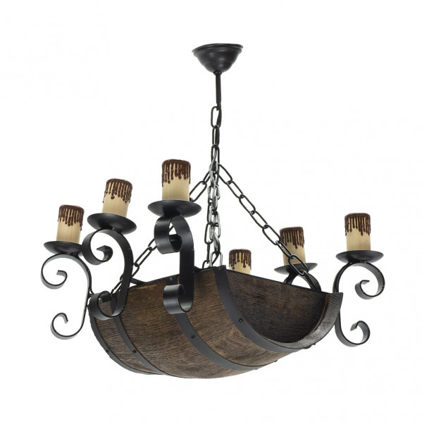 Lámpara de Techo Barril. 6 Luces. Dimensiones (66x39cm).