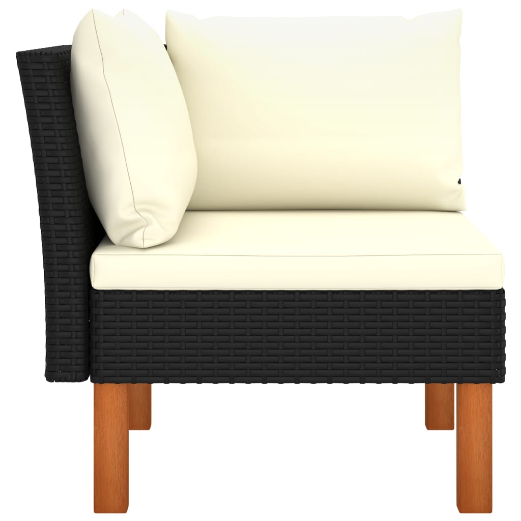 Vidaxl Sofá Esquinero de Ratán Sintético y Madera Maciza de Eucalipto Gris y Negro