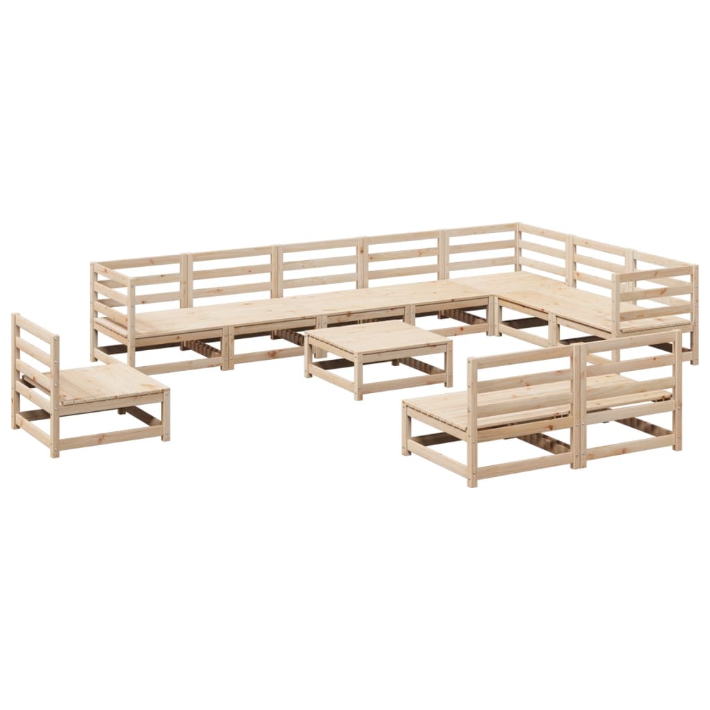 vidaXL Juego de sofás de jardín 11 pzas madera maciza de pino