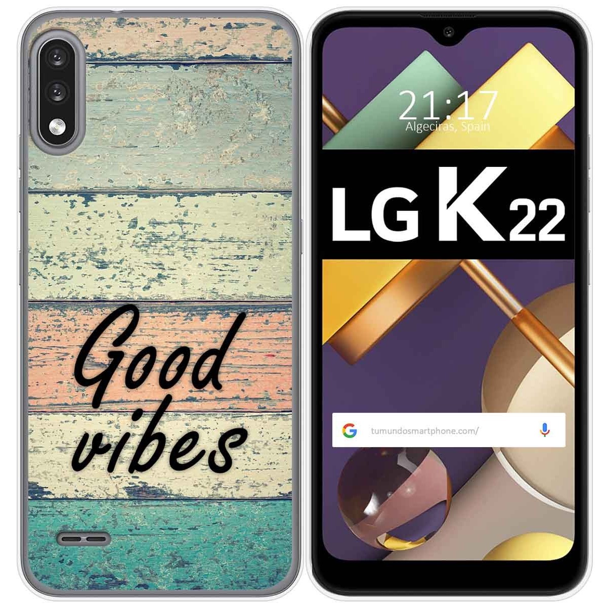 Tumundosmartphone Funda Gel Tpu para Lg K22 diseño Madera 01 Dibujos
