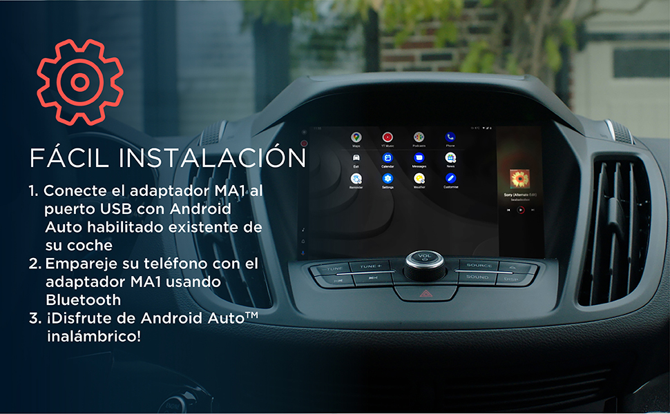 MA1 - Adaptador para coche inalámbrico para Android Auto de