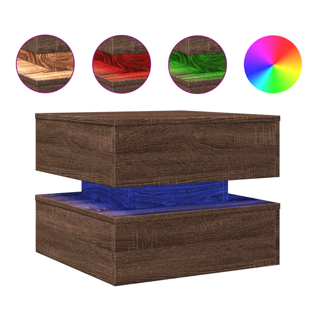 Vidaxl Mesa de Centro con Luces LED 50x50x40 Cm Blanco