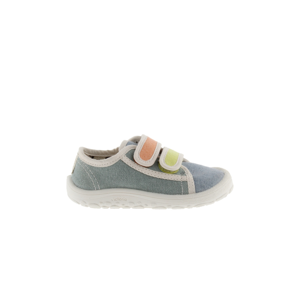 Victoria Bosco Zapatillas respetuosas barefoot de lona con doble cierre adherente y ribete en contraste 1370115