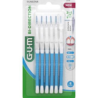 Gum Cepillos Interdentales Bi-Direction 0,9Mm, 6 Uds Azules