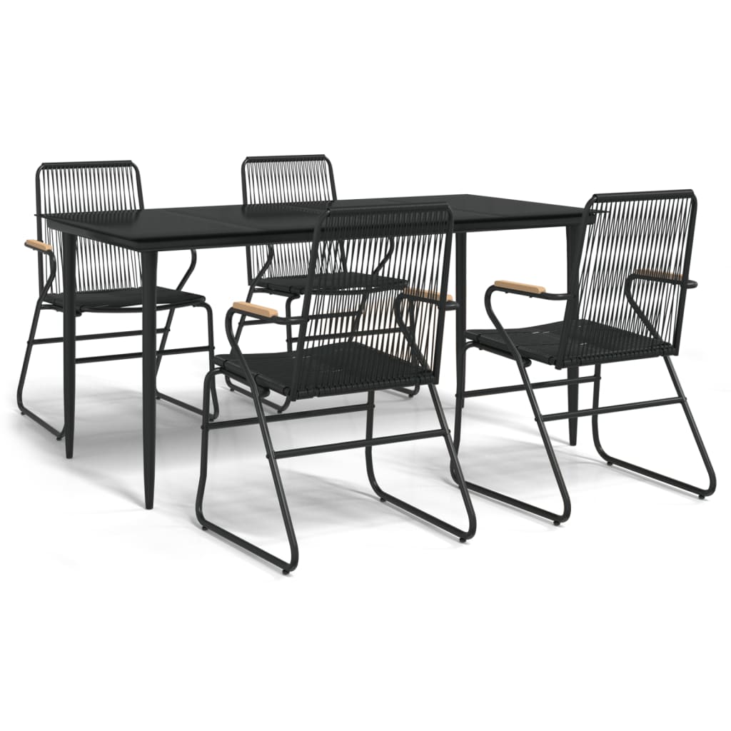 vidaXL Juego de comedor de jardín 5 piezas ratán PVC negro