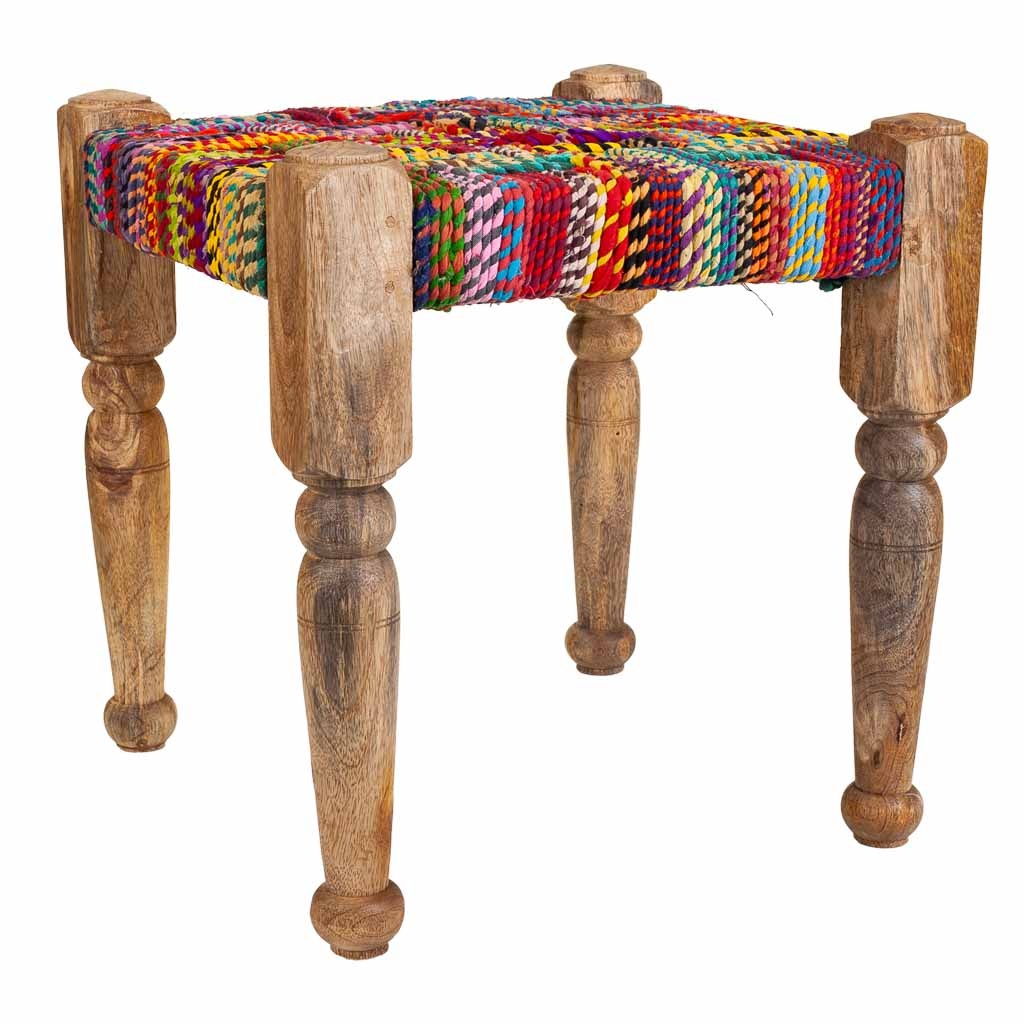 Wonderlust Deco - Taburete de cuerda trenzada 38x38x38 Multicolor 38x38x38h cm