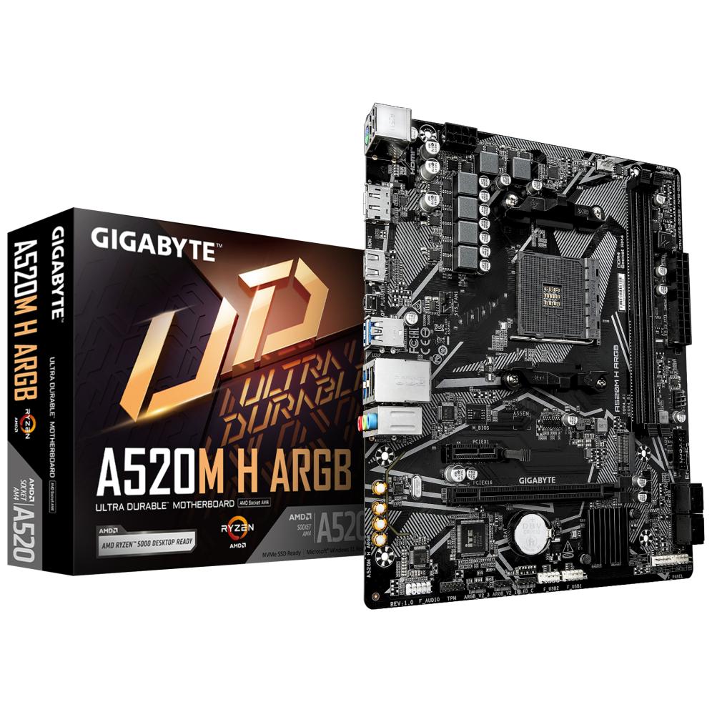 Placa Base Gigabyte A520M H ARGB AMD A520 Socket AM4 DDR4 Micro ATX Sin Wifi ARGB