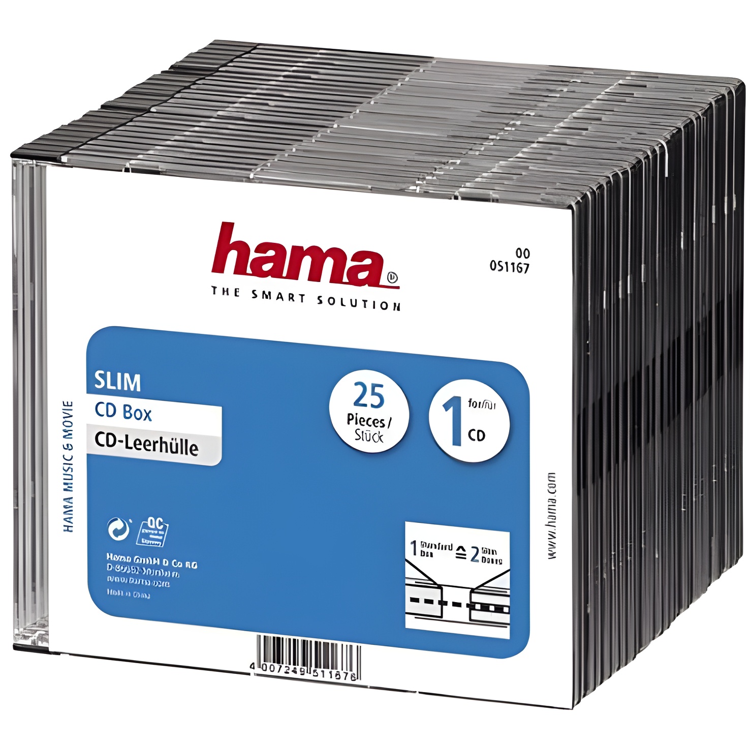 Hama - CD Slim Box, Black, Pack of 25 pcs, Negro