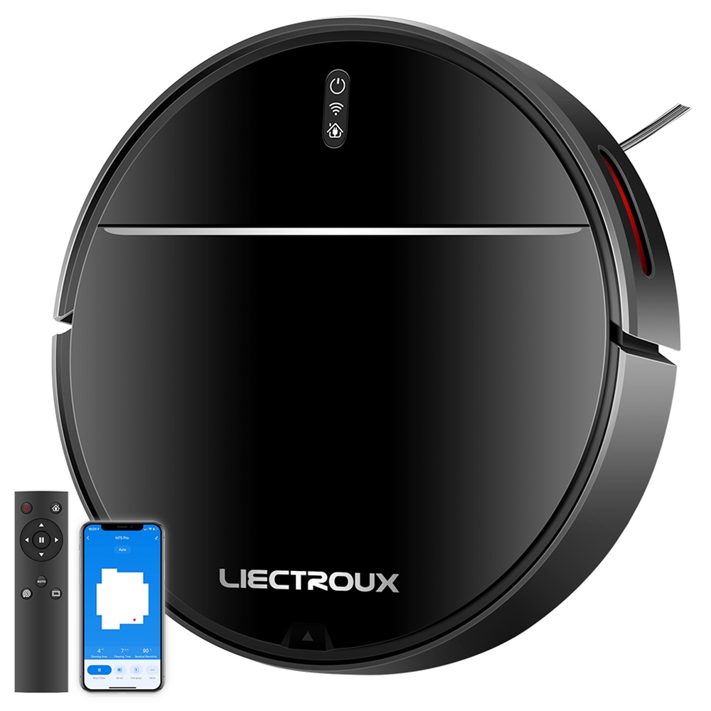 Aspiradora Robot Liectroux M7S Pro Barrido, Aspirado y Trapeado Integrado, Navegación con Mapa 2D, Batería de 4400mAh, Funcionamiento de 110 minutos - Negro