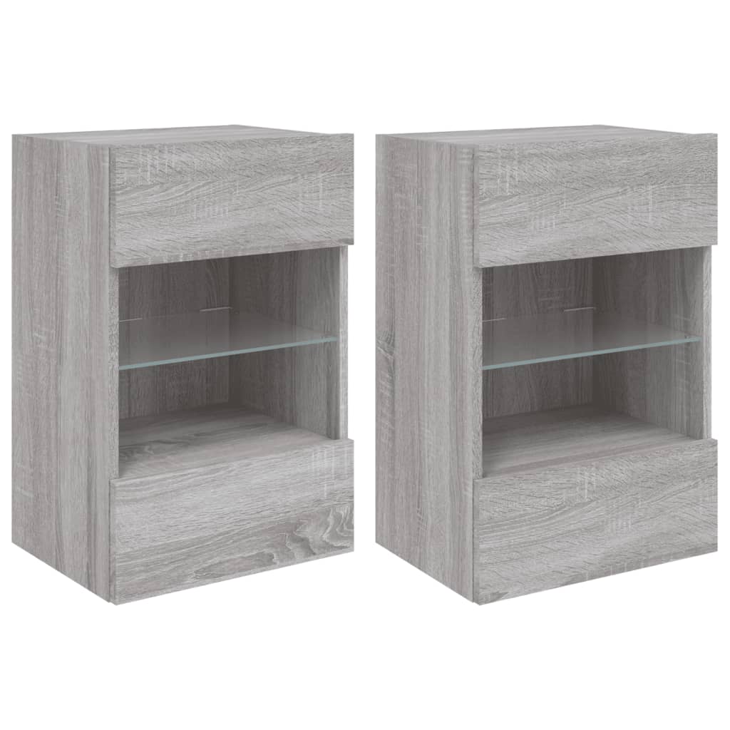 Vidaxl Muebles TV Pared Luces LED 2 Uds 40x30x60,5 Cm