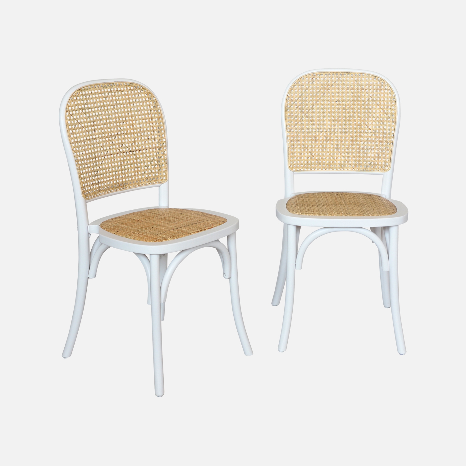 sweeek - Silla vintage de madera y ratán, set de 2 , Montparnasse , 48x44x89