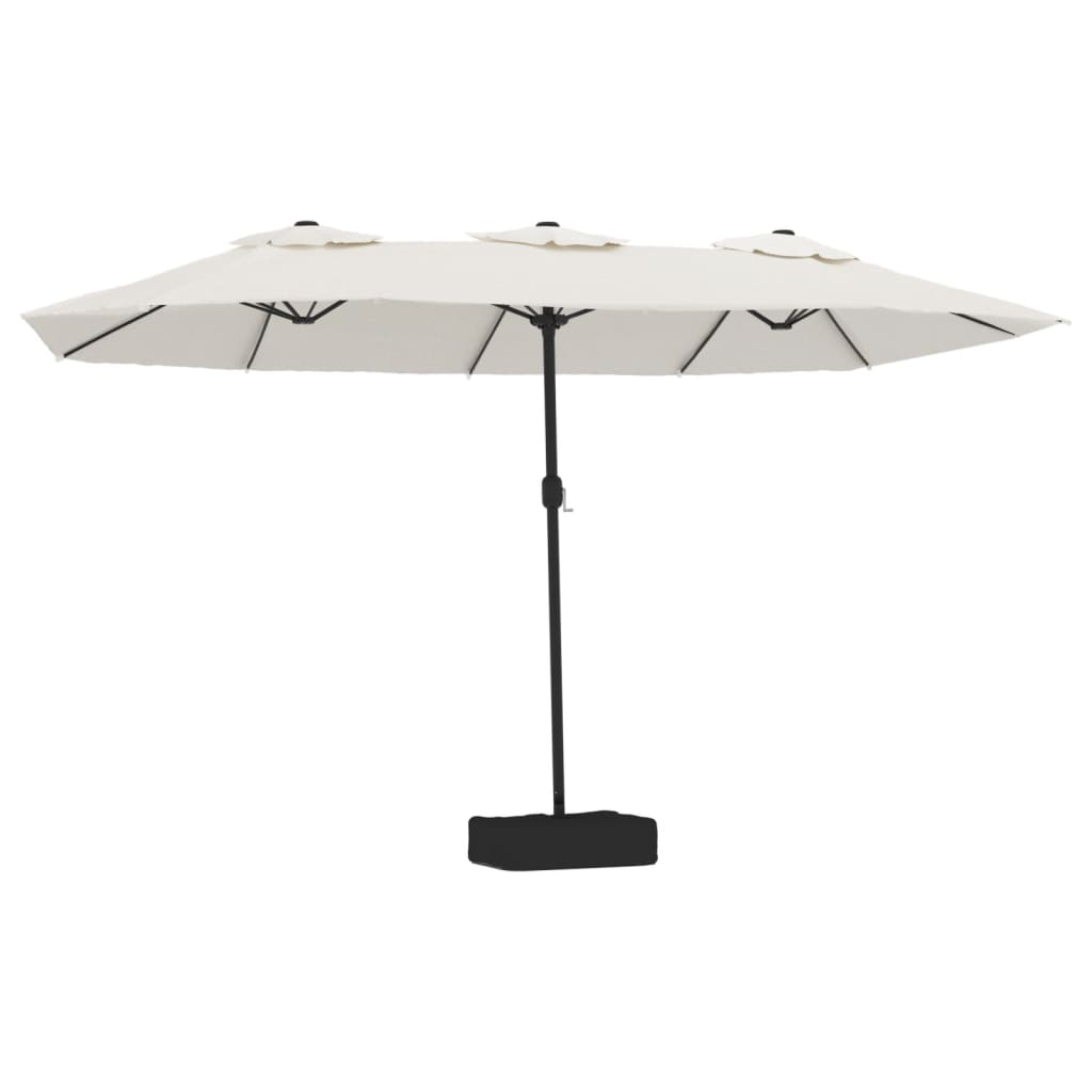 vidaXL Sombrilla doble con luces LED 449x245 cm Color Blanco, Verde, Antracita