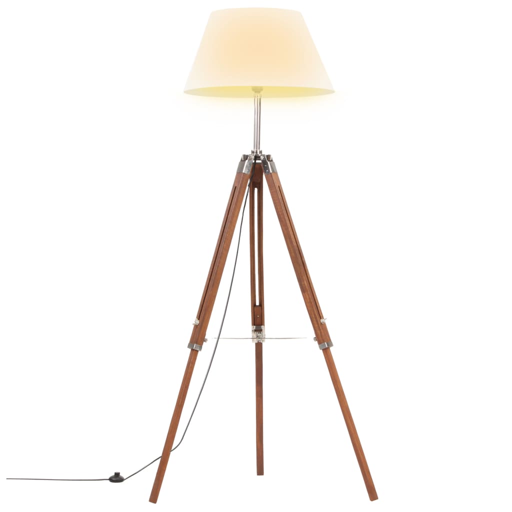vidaXL Lámpara de Trípode Madera Maciza de Teca 141 cm Luz Piso Color Gris,  Marrón,  Marrón y negro y mas