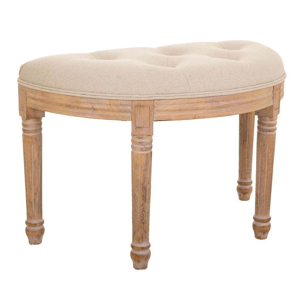 Wonderlust Deco - Banqueta de madera marrón 62x45x48 cm Beige 62x45x48h cm