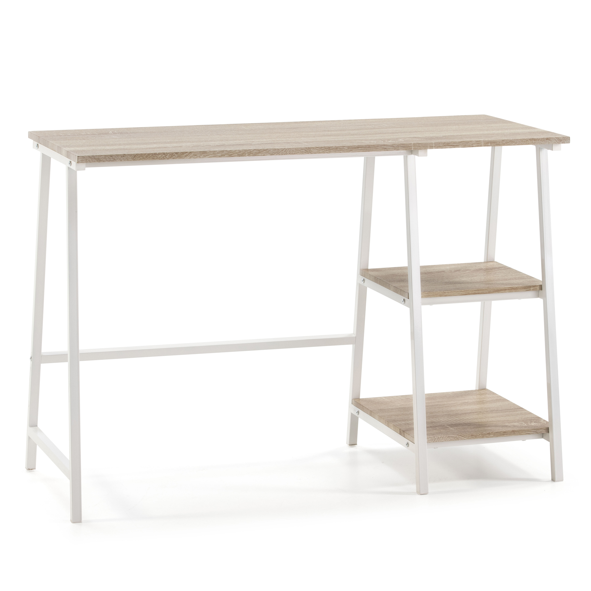 VS Venta-Stock Mesa de Escritorio Lisboa Blanco/negro 105x47x75cm - Diseño Industrial Atractivo