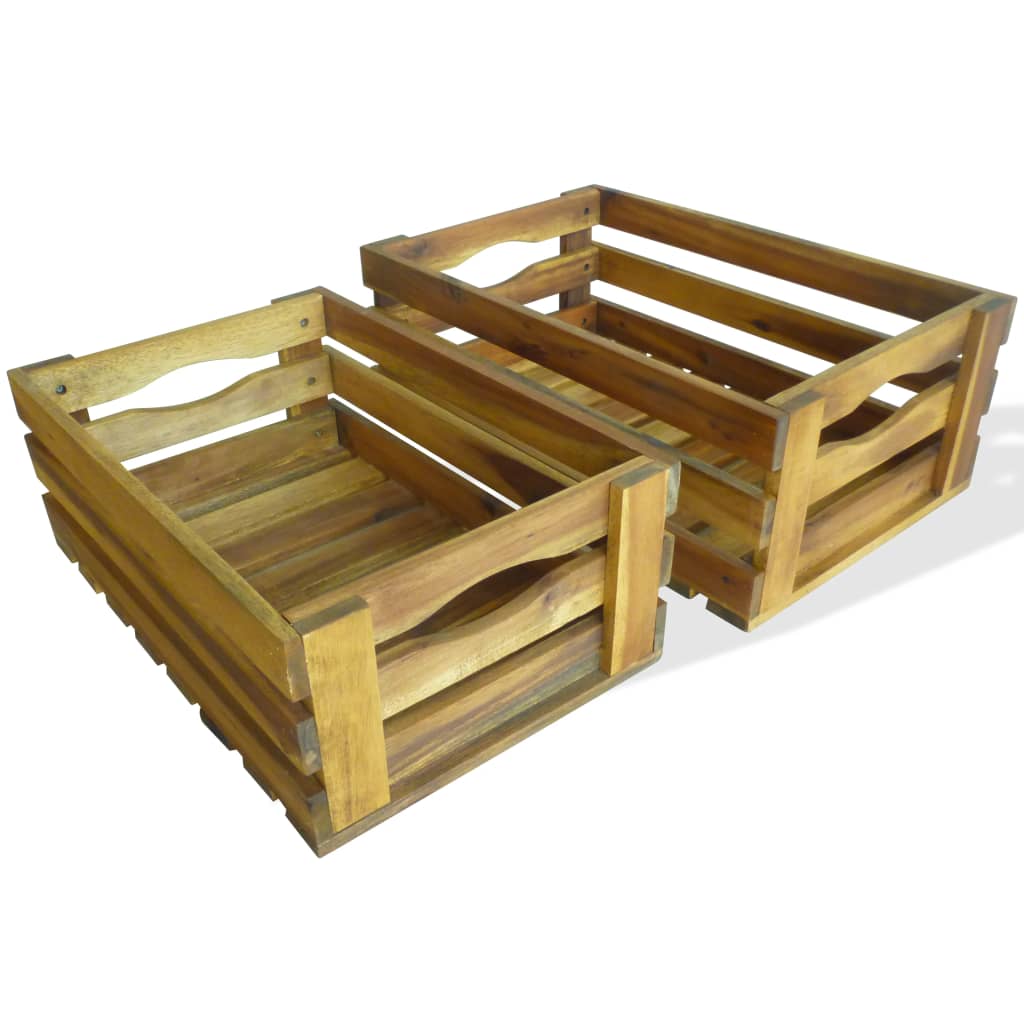 vidaXL Caja de manzanas de jardín para plantar de madera de acacia (2 unidades)