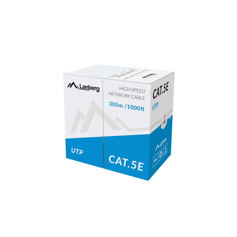 Lanberg - LCU5-11CC-0305-S cable de red Gris 305 m Cat5e U/UTP (UTP) LCU5-11CC-0305-S