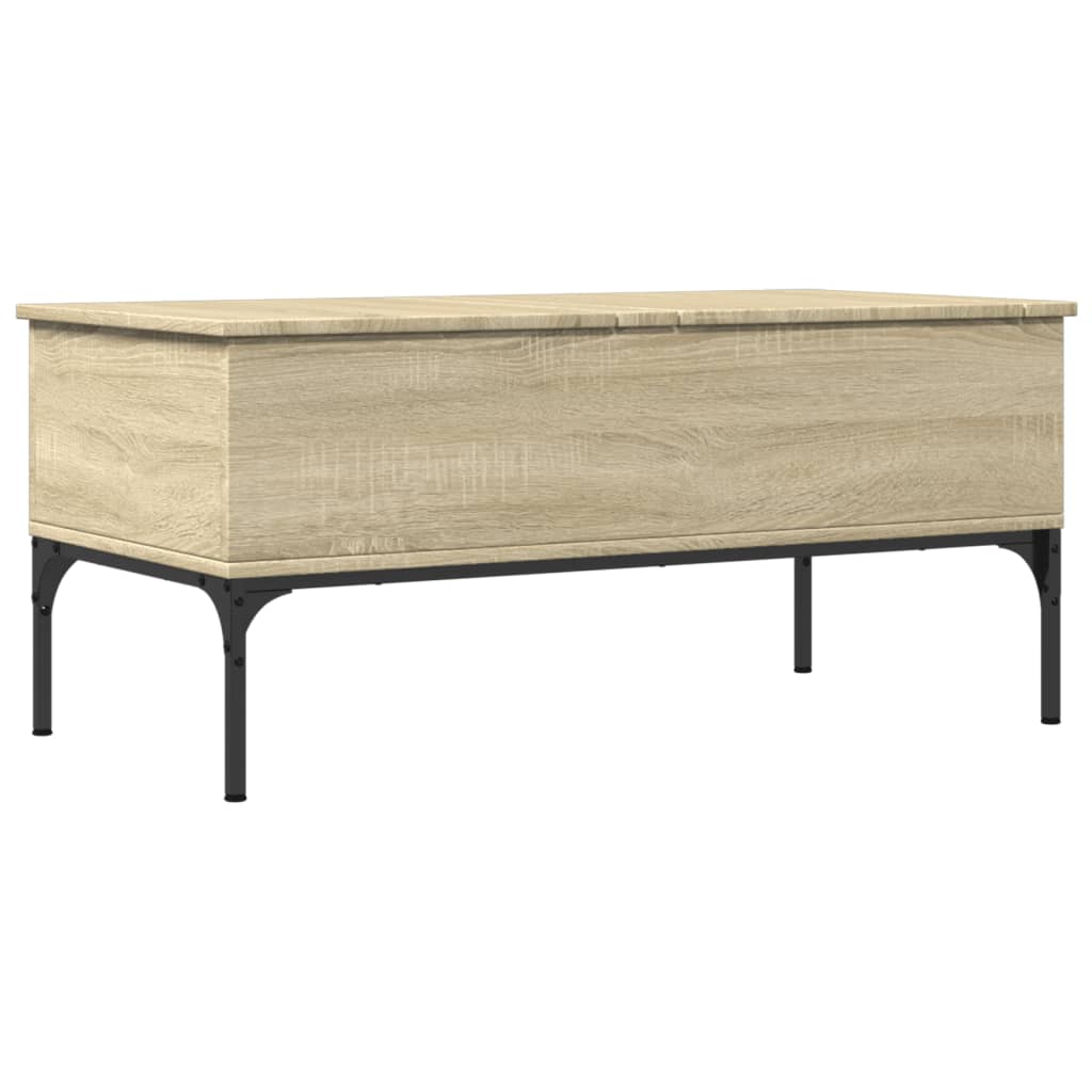 Vidaxl Mesa de Centro de Madera Ingeniería Metal 100x50x45cm Negro