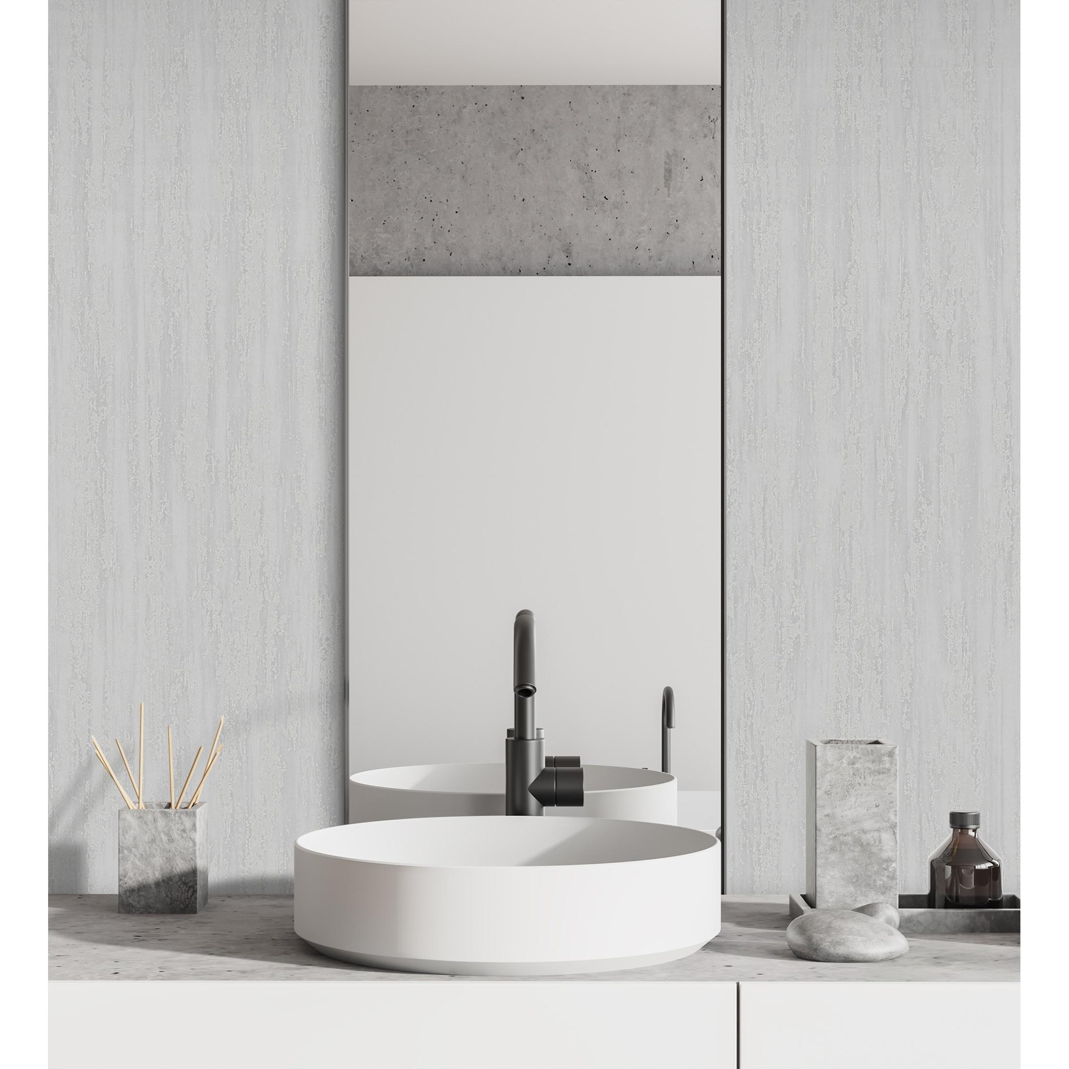 Papel pintado vinílico lavable con textura en alto relieve color gris - Bissen Texture 681673 de GAULAN - Rollo de 10 m x 1,06 m