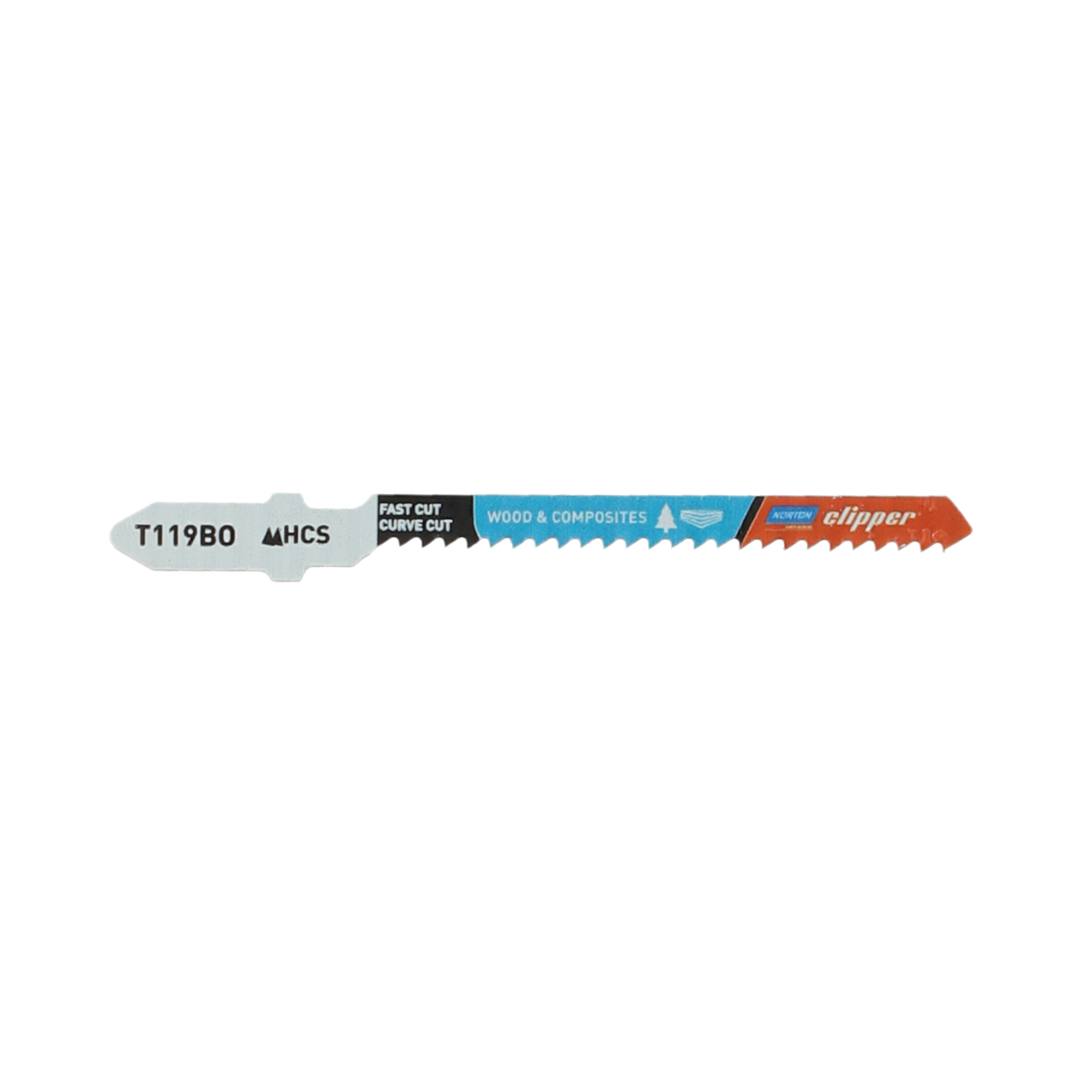 Norton T119BO jigsaw blades set of 3 for composites and laminates with a 3-year warranty, perfect for precision cutting in various materials.